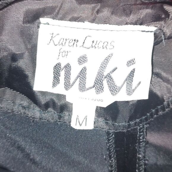 Vintage Karen Lucas for Niki velvet black open front jacket blazer cover  Sz M - Picture 5 of 6